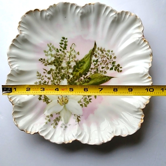 Antique Limoges  Lily Cabinet Plate Square Serving Tray Platter Victorian 1891 - Picture 7 of 8